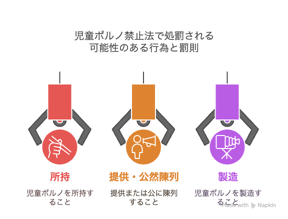 児童ポルノ禁止法で処罰される可能性のある行為と罰則
