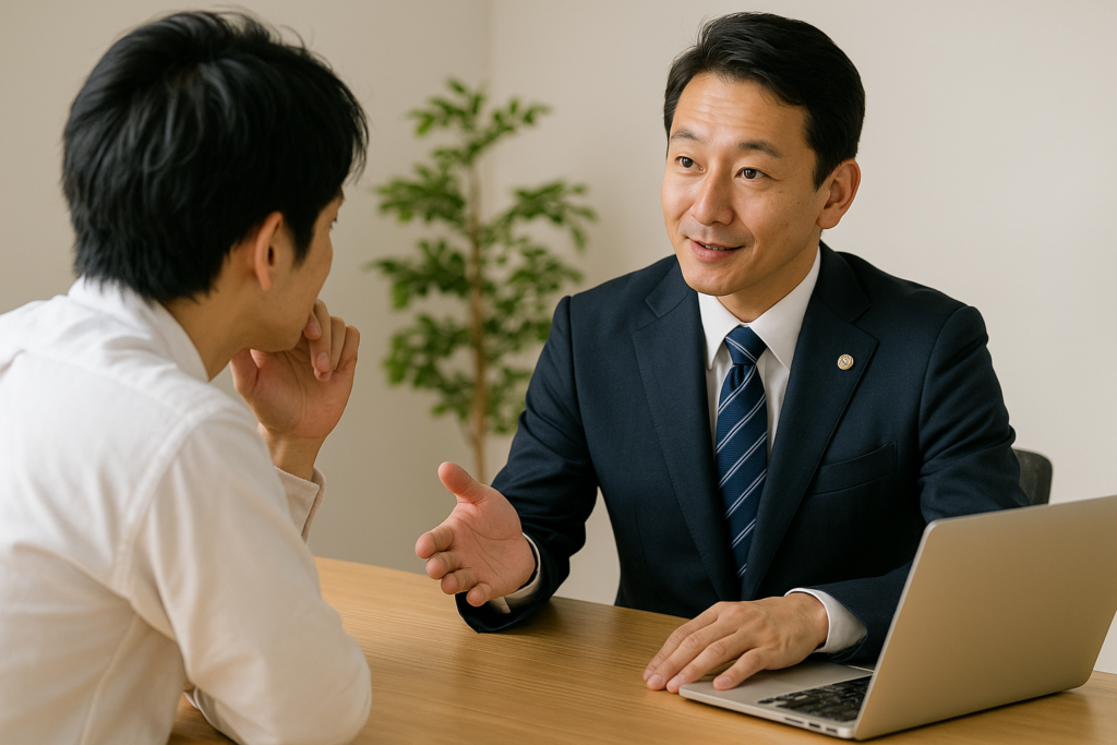 弁護士に相談している様子