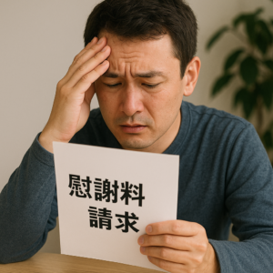 慰謝料請求で悩んでいる人の様子