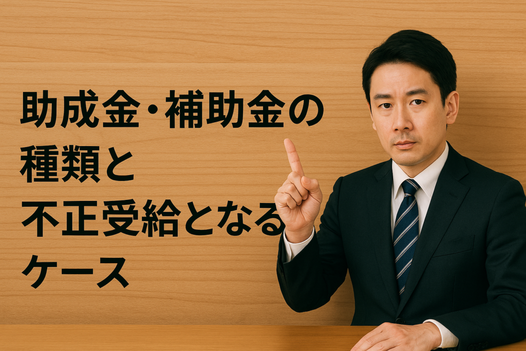 助成金・補助金の種類と不正受給となるケース