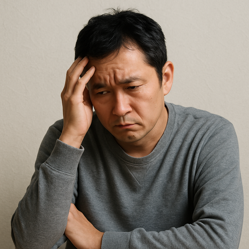 悩んでる男性の様子