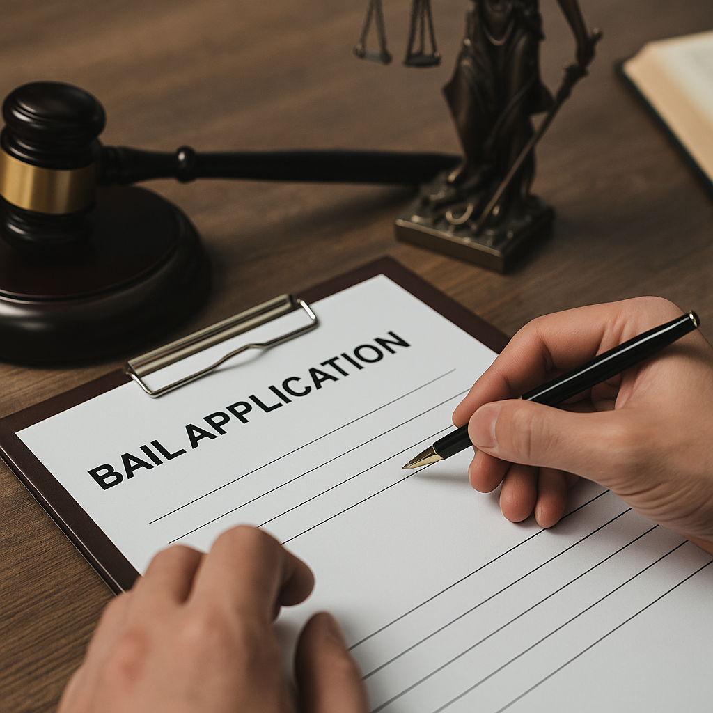 弁護士が保釈請求している様子