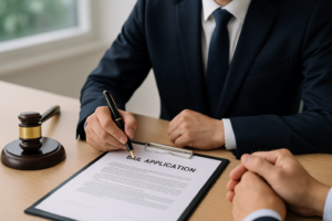 弁護士が保釈請求をしている様子