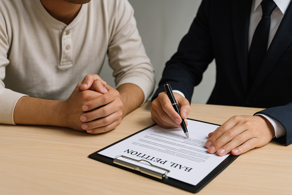 弁護士に相談している男性