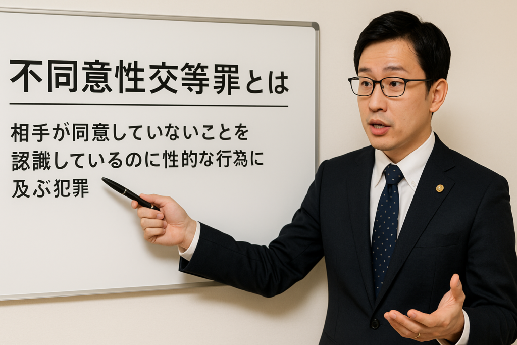 不同意性交等罪とはについて弁護士が解説している様子