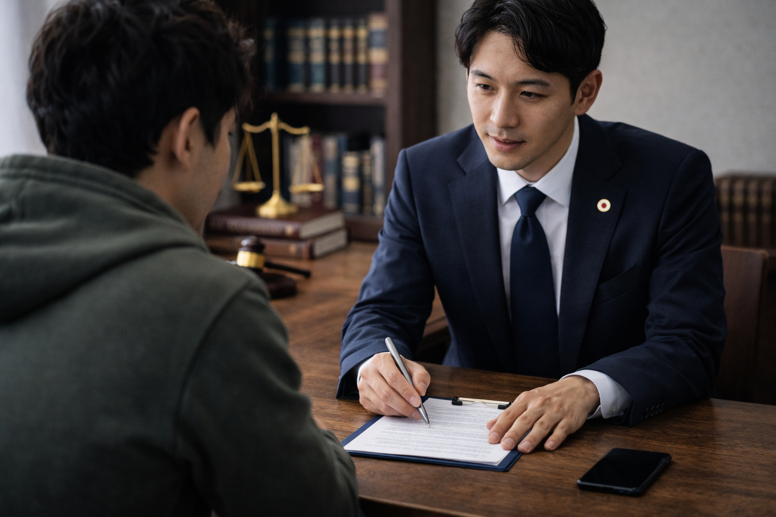 弁護士に相談している様子