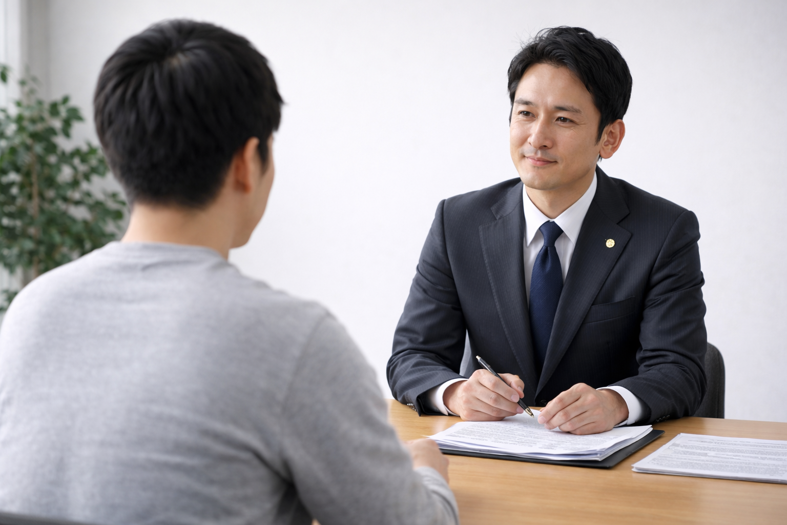 弁護士に相談している男性